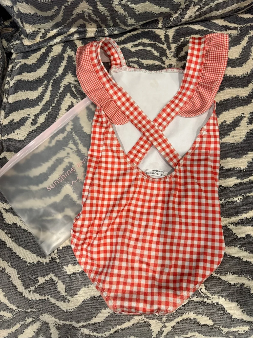 GUC MINNOW 3/4 Orange/Burnt Red Gingham plaid One-Piece Swimsuit